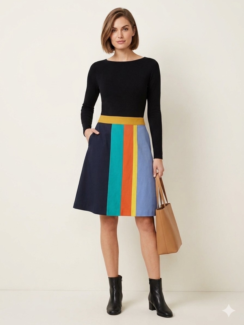 Harve Benard Vintage Color-block Pop-Art Wool Blend A-Line Skirt RARE Size 12
